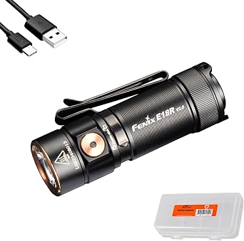 Fenix E18R V2.0 EDC Flashlight, 1200 Lumens USB-C Rechargeable Ultra Compact Pocket Light Black