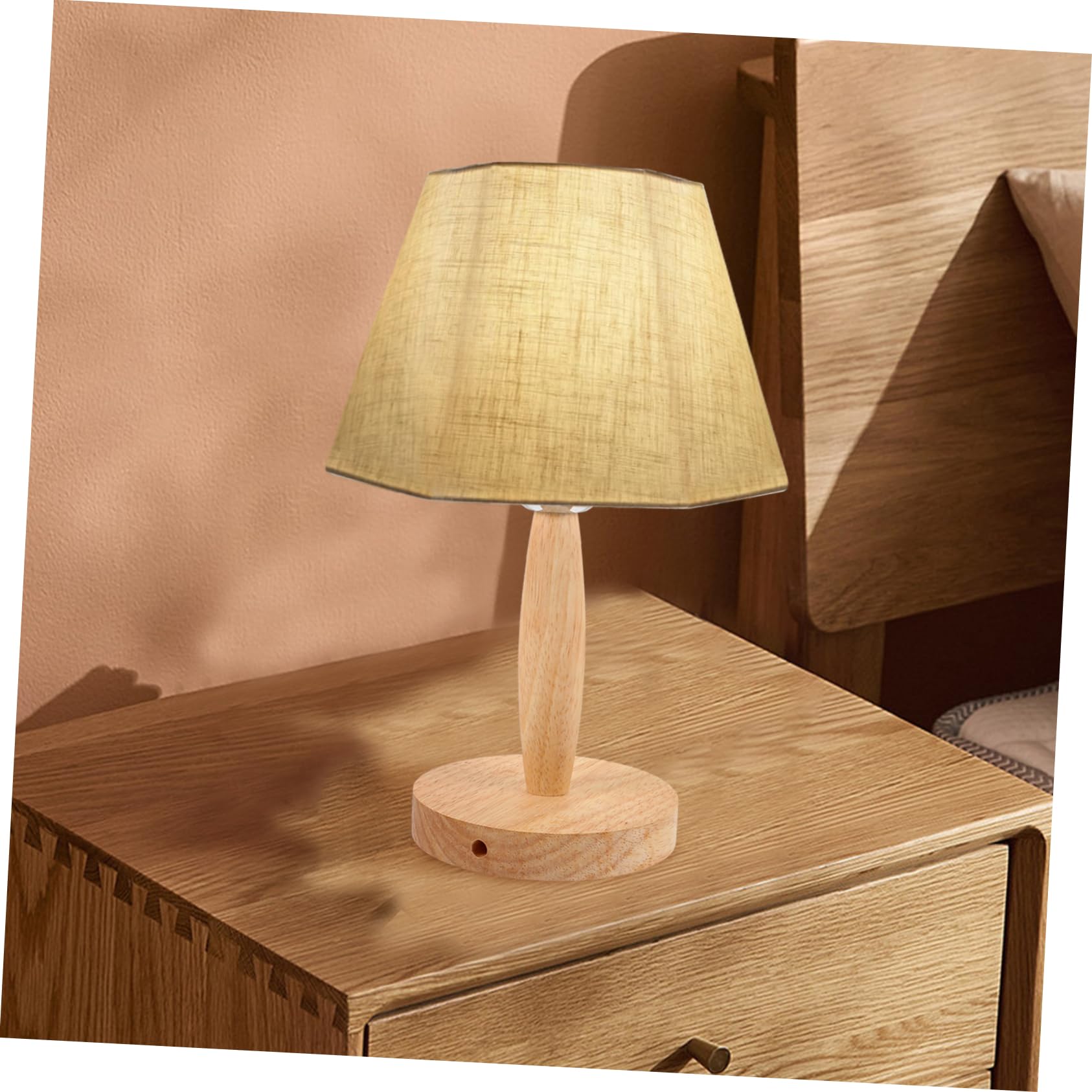Lampada da Tavolo Fai da Te per Comodino, Base in Ferro e Legno, per Camera da Letto