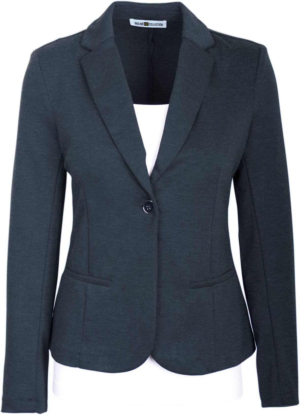 Womens Office Work One Button Closure Long Sleeves Knit Blazer