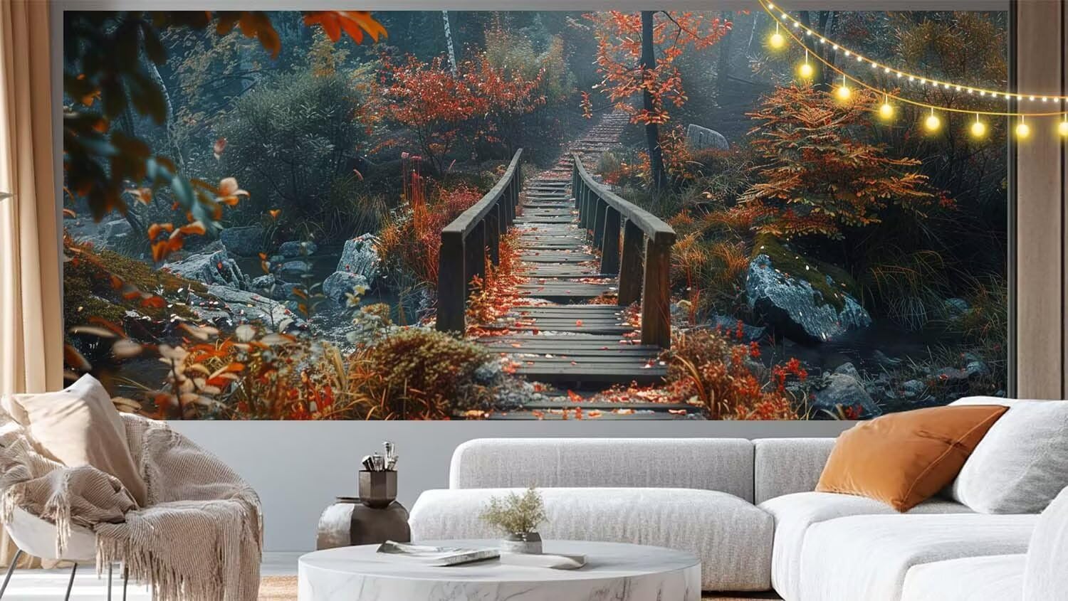 Diamond Painting Adulte Grand Format 200 x 100 cm, Diamond Painting Forêt Peinture Diamant, Broderie Diamant Kit Complet 5D DIY Cristal Peinture Point de Croix pour Décoration Murale Maison Pont m265