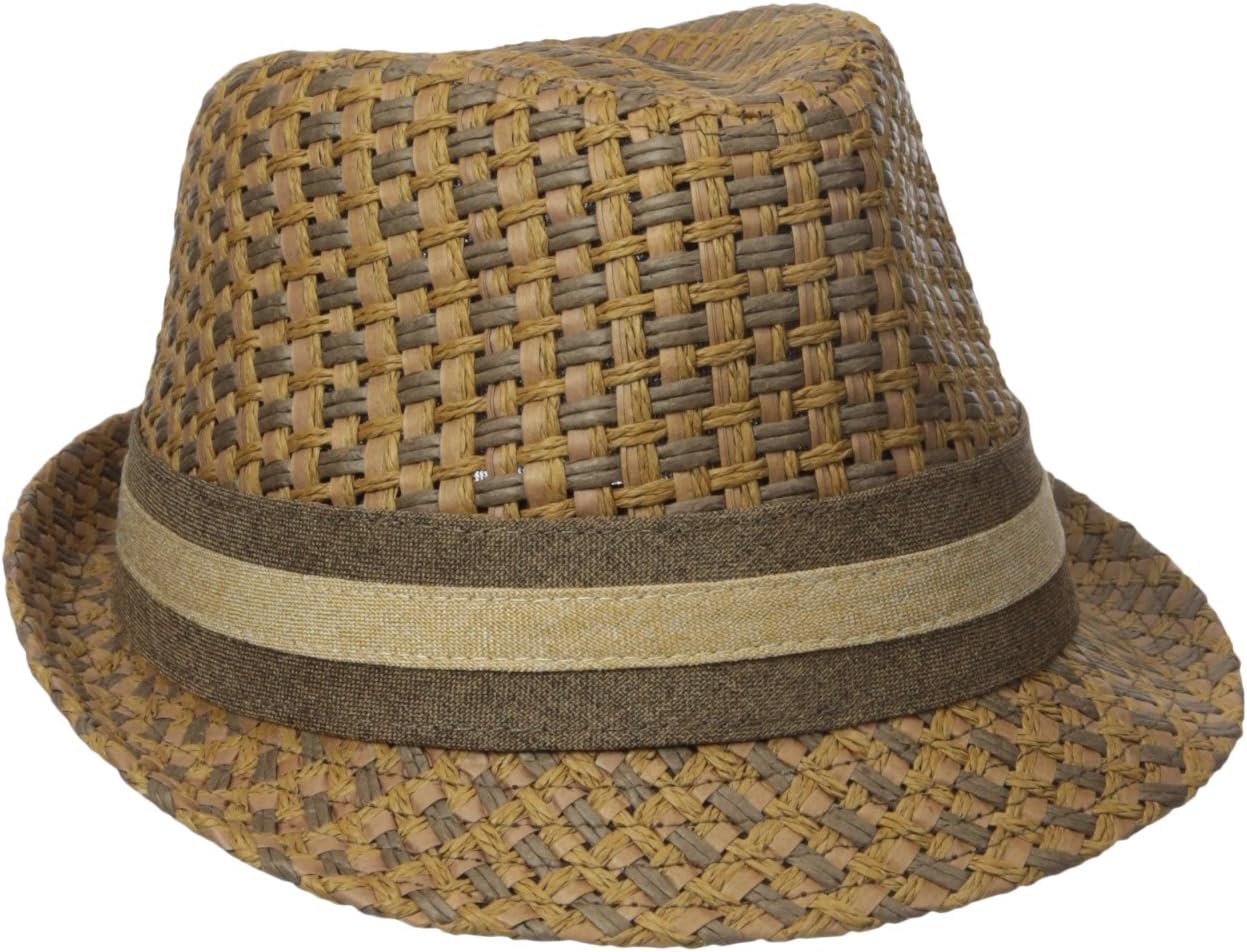 Henschel Hats Mens Paper Straw Fedora with Two Tone Band