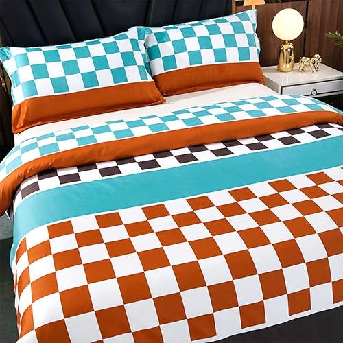 Miniatura 3 de Sviuse Color Clash - Juego de funda de edredón de 3 piezas, tamaño individual, estampado a cuadros con cierre de cremallera, 1 funda de edredón + 2