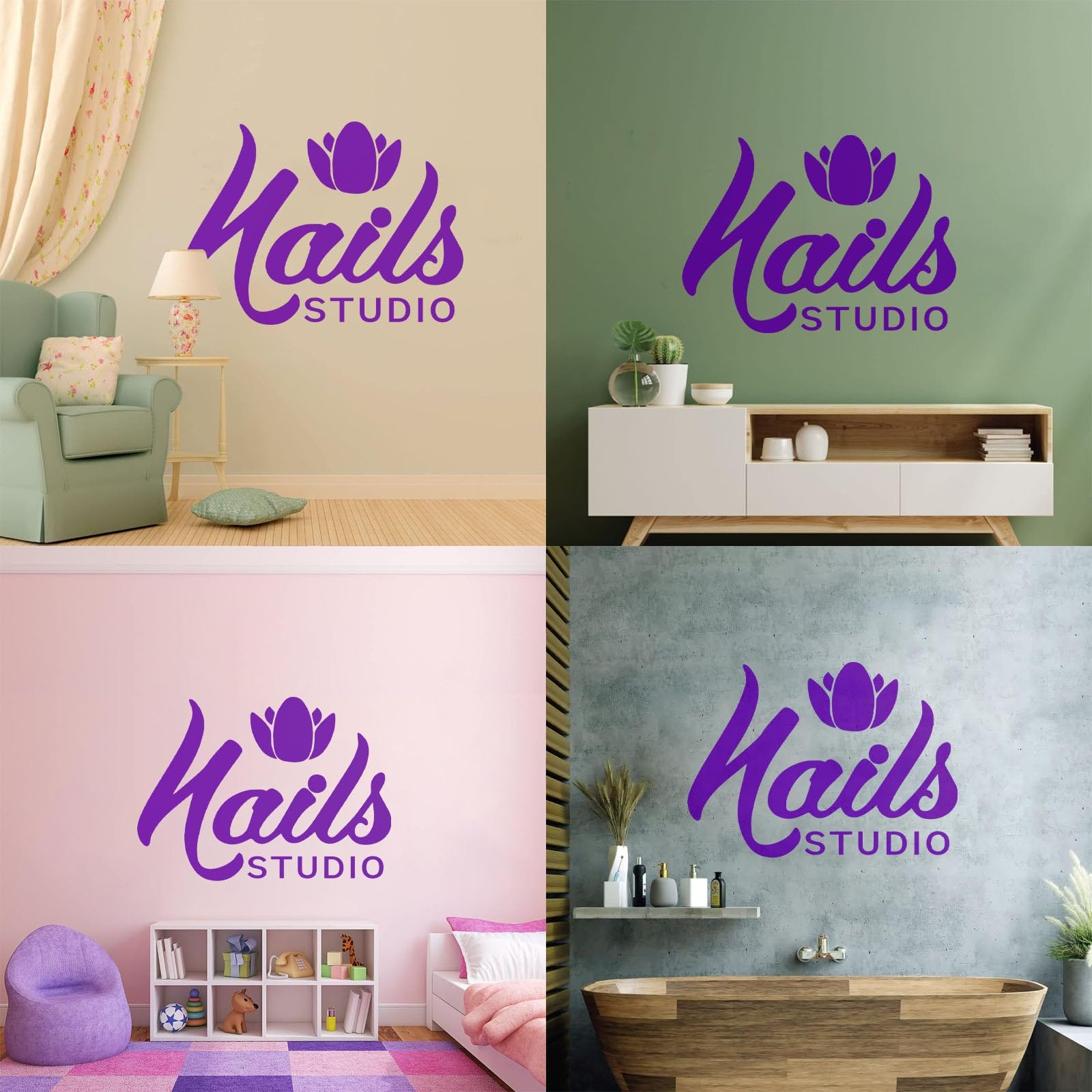 Vinyl Wall Decal Nails Studio Fashion Manicure Pedicure Salon Wall Stickers Removable Nails Salon Vinyl Sticker PVC Decals Large - Image 3