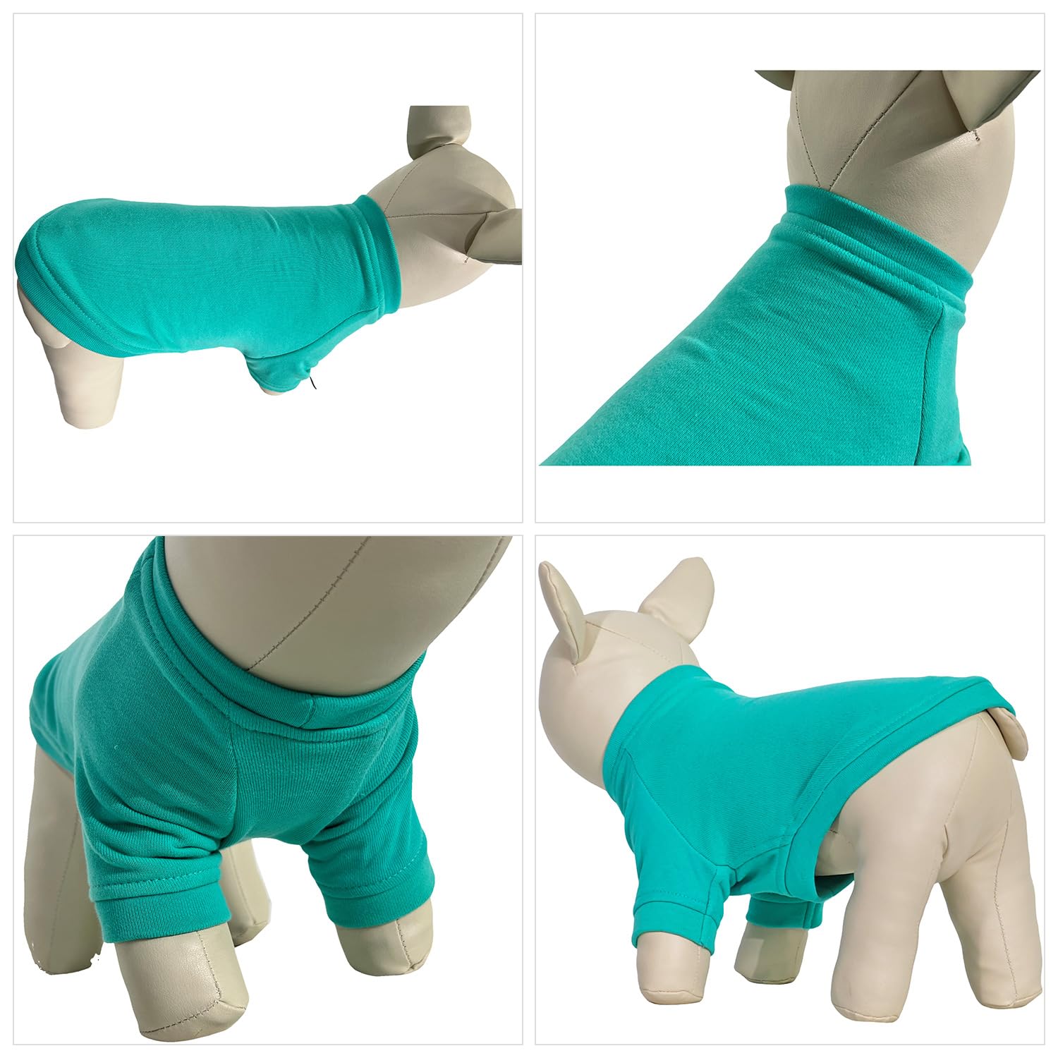 Lovelonglong Dog Pullover Sweatshirt Autumn Winter Cold Weather Dog T-Shirts for Small Medium Large Size Dogs Chihuahua Clothes Turquoise XS - Image 4