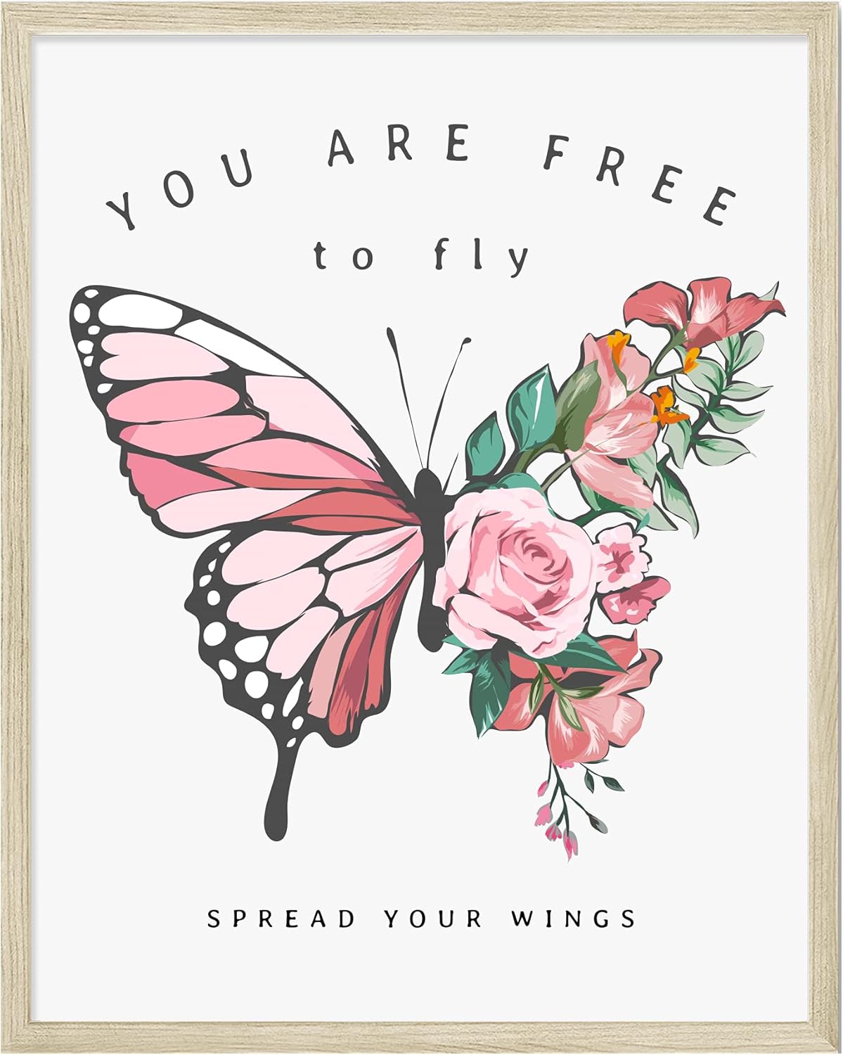 Amazon｜インスピレーショナルな引用句 バタフライポスター バタフライアート バタフライバスルーム装飾 1セット (11 x 14