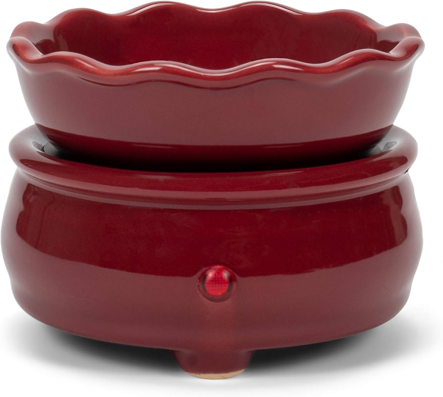 Electric 2in1 Candle Warmer Ceramic Tart Warmer - Wax Cube Melter - Flameless Plug-in Odor Eliminating Fragrance Air Freshener (Burgundy)