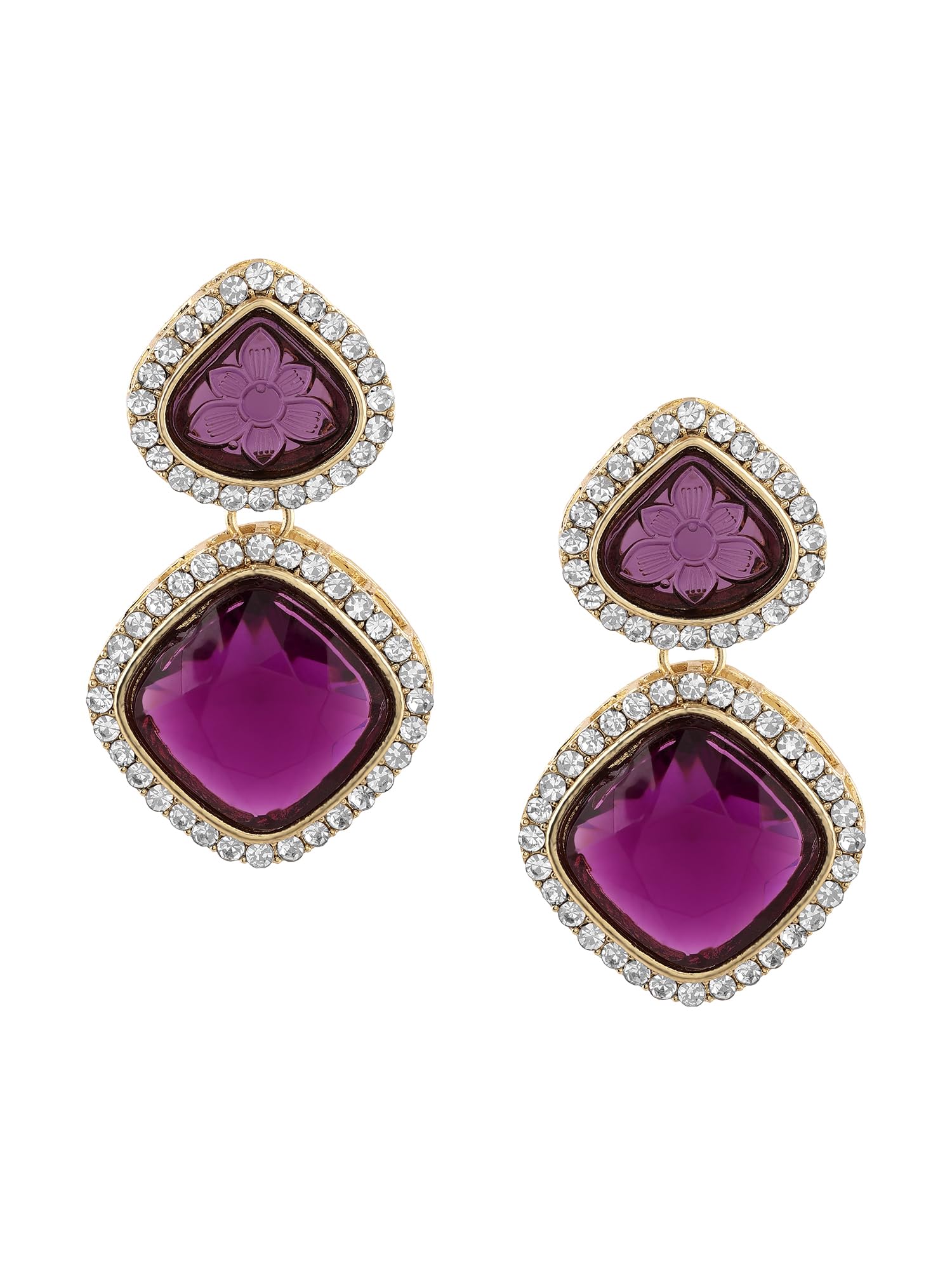 Zaveri Pearls Purple Stone & Dazzling Austrian Diamond Drop Earring For Women-ZPFK16591 (B0CKLC85PL) Amazon Price History, Amazon Price Tracker