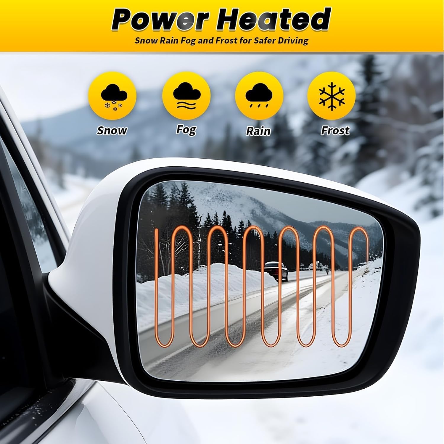 Passenger Side Mirror Assembly 7Pins Compatible with 2011-2014 Sonata with Heated Turn Signal Power Glass Manual Folding White 87620-3Q110 HY1321168 (Right)