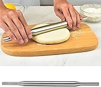 Vista 5 de Rodillo de acero inoxidable de grado profesional para masa de pizza para cocina casera, pizzería, panadería (14.6 in)