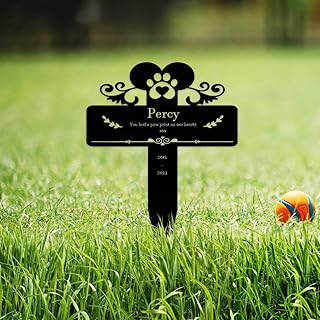 Goodqueen Custom Metal Dog Memorial Stake, Personalized Dog Memorial Stake, Dog Outdoor Grave Marker Metal Garden Stake, Pet Plaque Stake for Garden Yard, Loss of Dog Memorial Gift