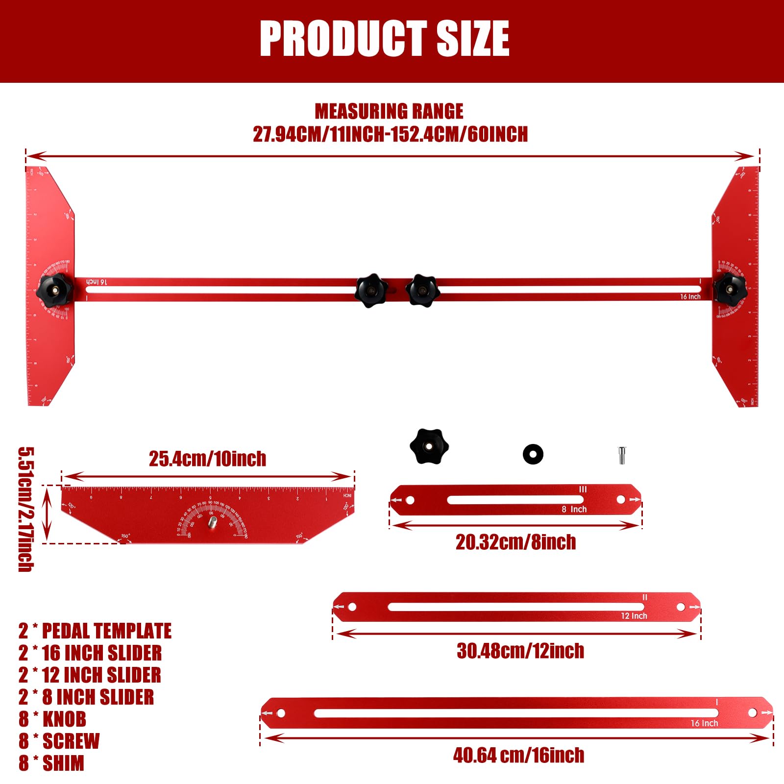 Zestaw linijki do pomiaru schodów ze stopu aluminium szablon bieżnika schodowego narzędzie 38-60 cm precyzyjny miernik bieżnika schodów przenośny szablon bieżnika i półki narzędzie do układania drewna