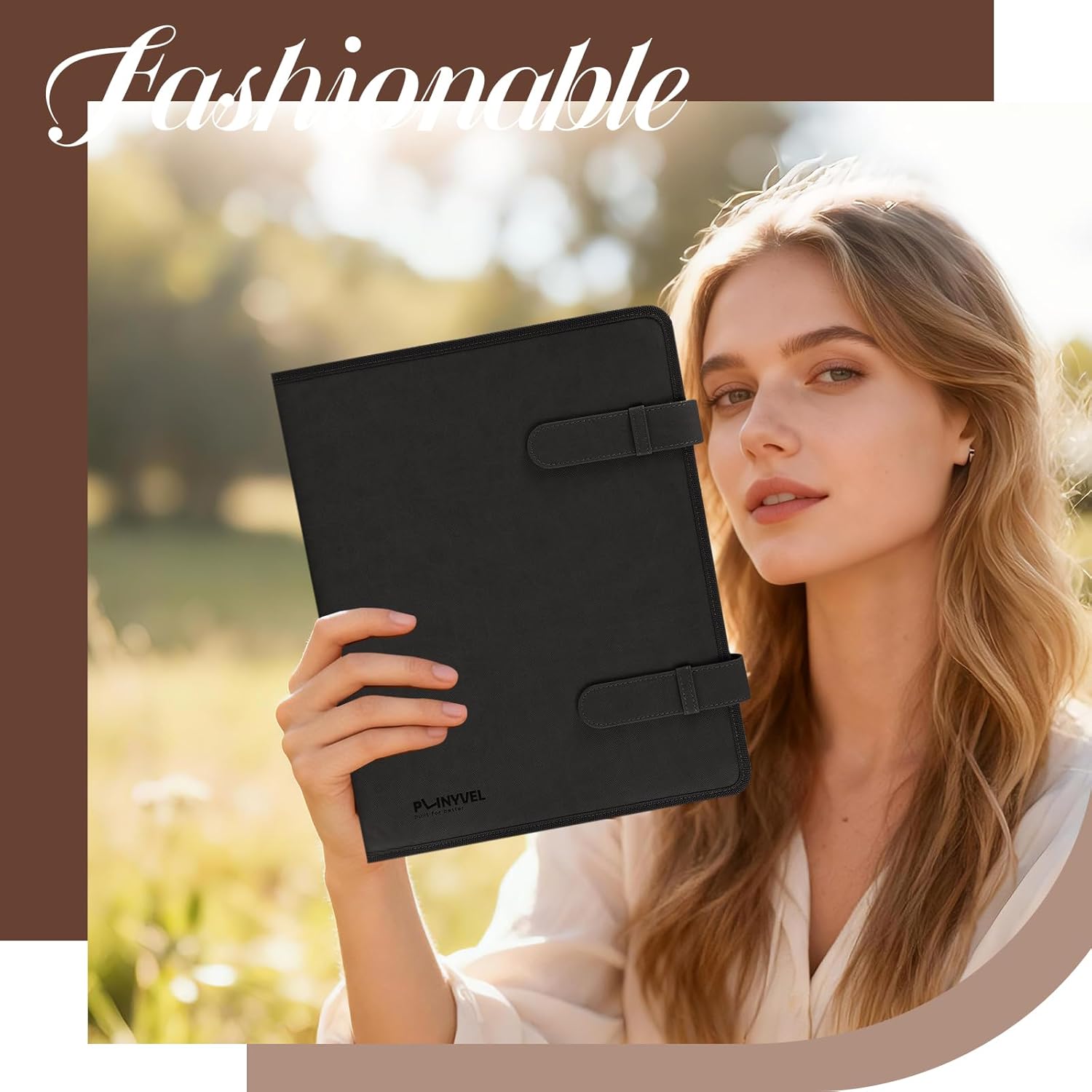 Leather Sketchbook Cover for 9x12 - Travel Portfolio Case with Storage, Holds Large Sketch Book & Spiral Pad | All-in-One Artist Organizer with Pencil Holder (Black)