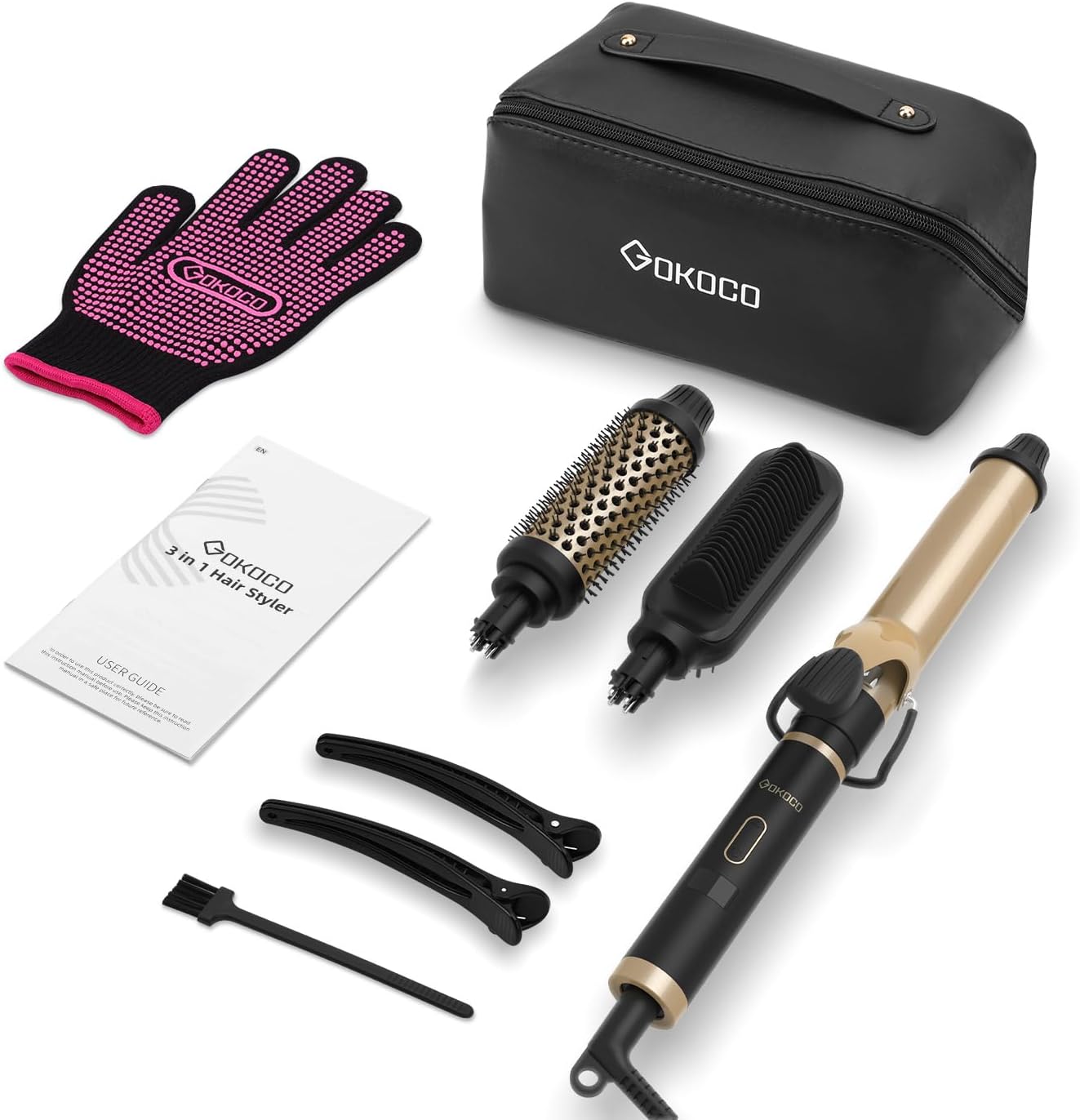 GOKOCO Wavy Curling Wand,Multifunctional 3-in-1 Hair Styler