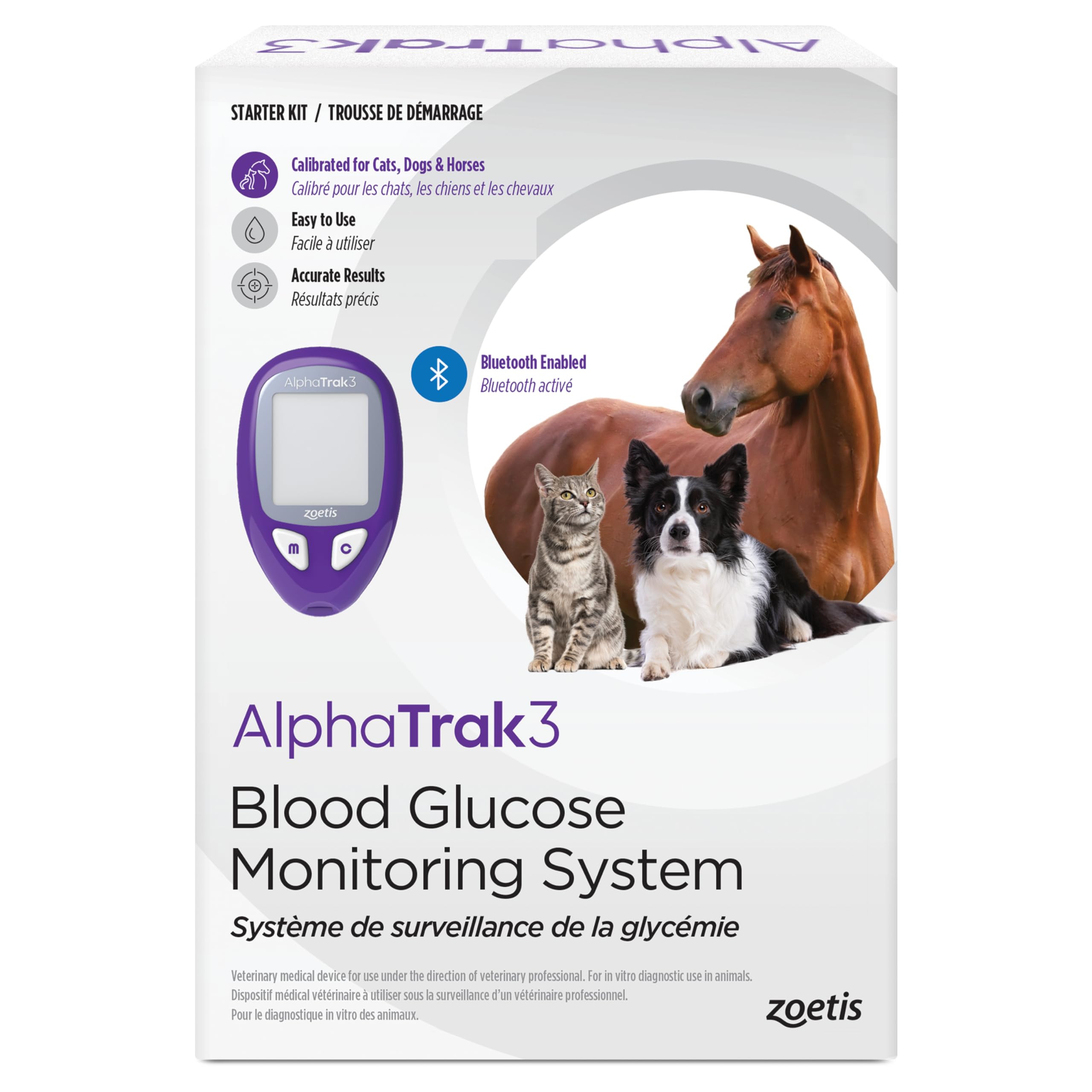 AlphaTRAK3, 8 Piece Pet Blood Glucose Monitoring Kit for Diabetic Cats, Dogs, and Horses All-in-One Solution for in-Clinic Or at Home, with Digital Results