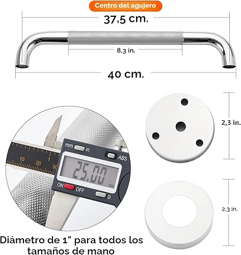 Miniatura 2 de Barras de agarre para ducha, paquete de 2 asas antideslizantes de ducha de 16 pulgadas para ancianos, barra de seguridad para ducha, barras