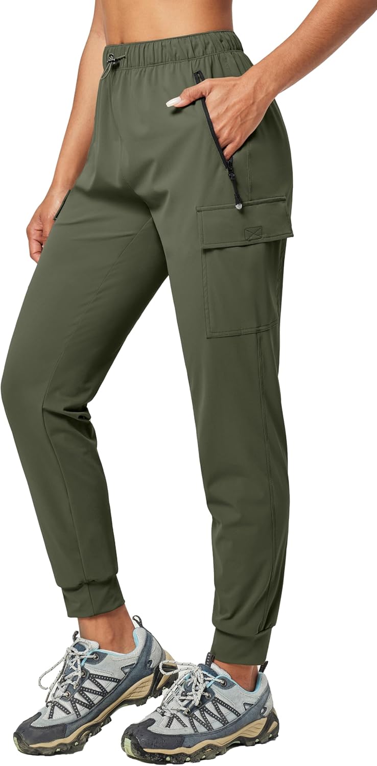 IUGA Women's Hiking Pants Cargo Joggers for Women with Pockets Lightweight Stretchy Quick Dry Travel Athletic Outdoor UPF50+
