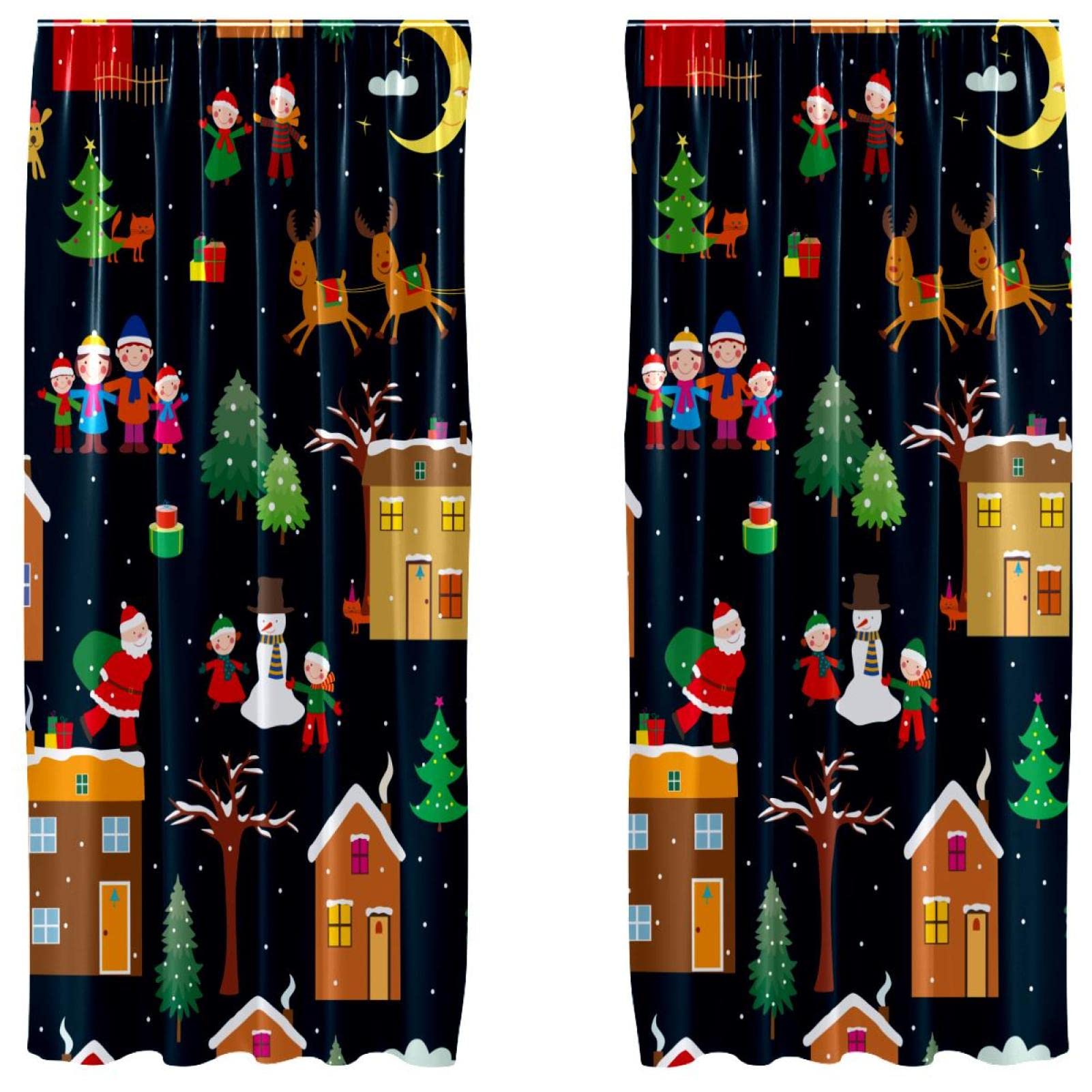 Cortinas de reno de Navidad para evitar miradas juego de 2 paneles 55x84 para dormitorio
