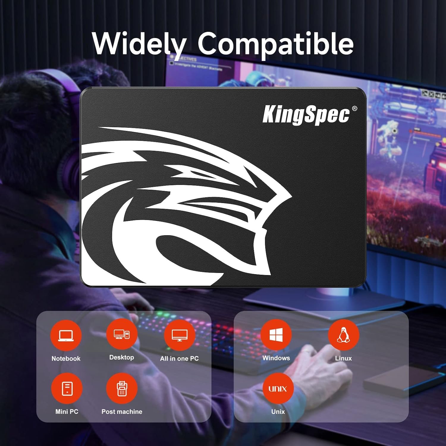 KingSpec 8TB 2.5 SSD SATA III Interno - 550 MB/s in lettura, 520 MB/s in scrittura con flash NAND 3D, per laptop e PC desktop Aggiornamento