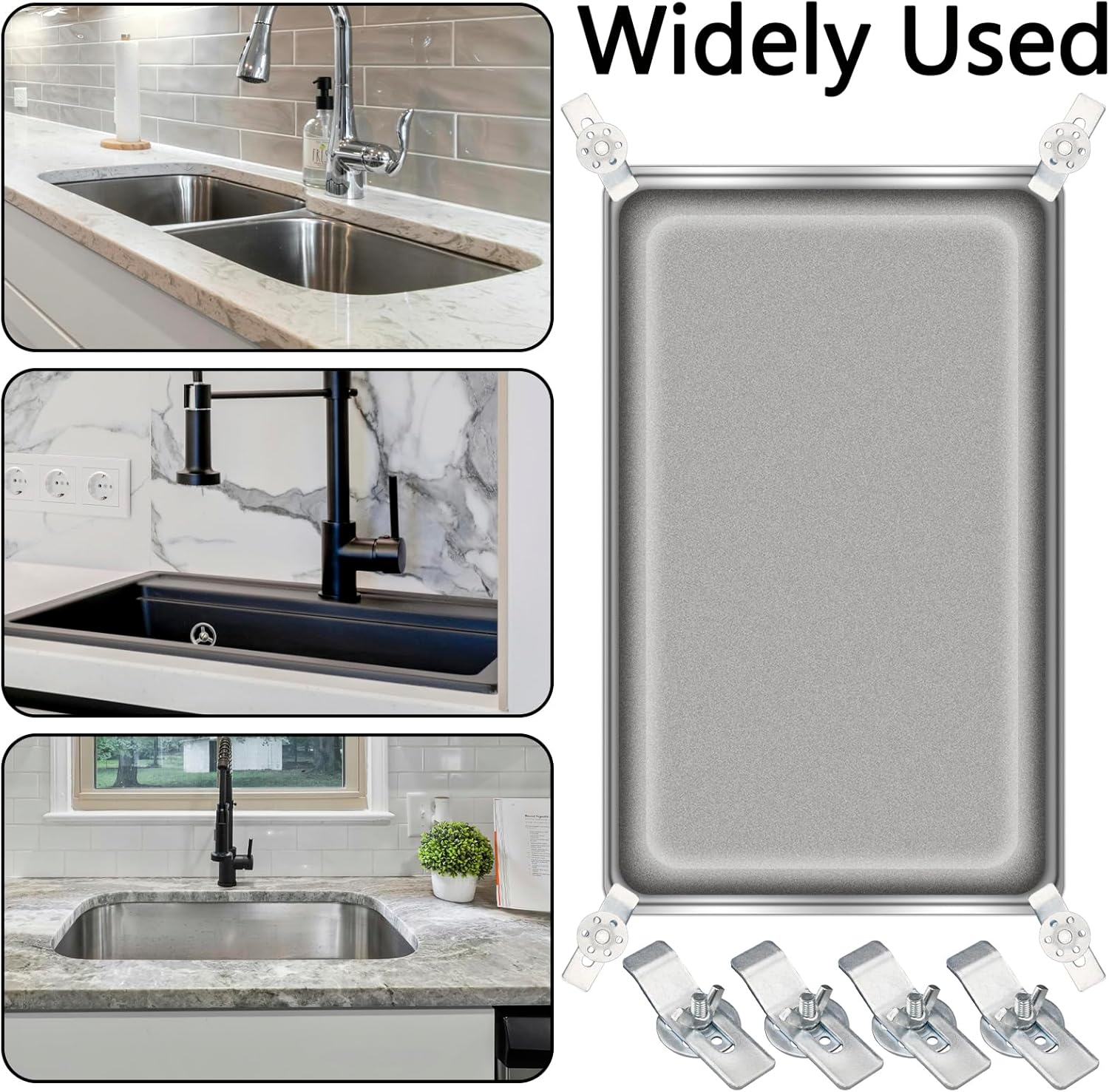 Undermount Sink Clips, 24 PCS Undermount Sink Brackets, Sink Mounting Kit Bracket, Installation Repair Hardware Clips Fastener Support for Kitchen or Bathroom Sinks (Silver)