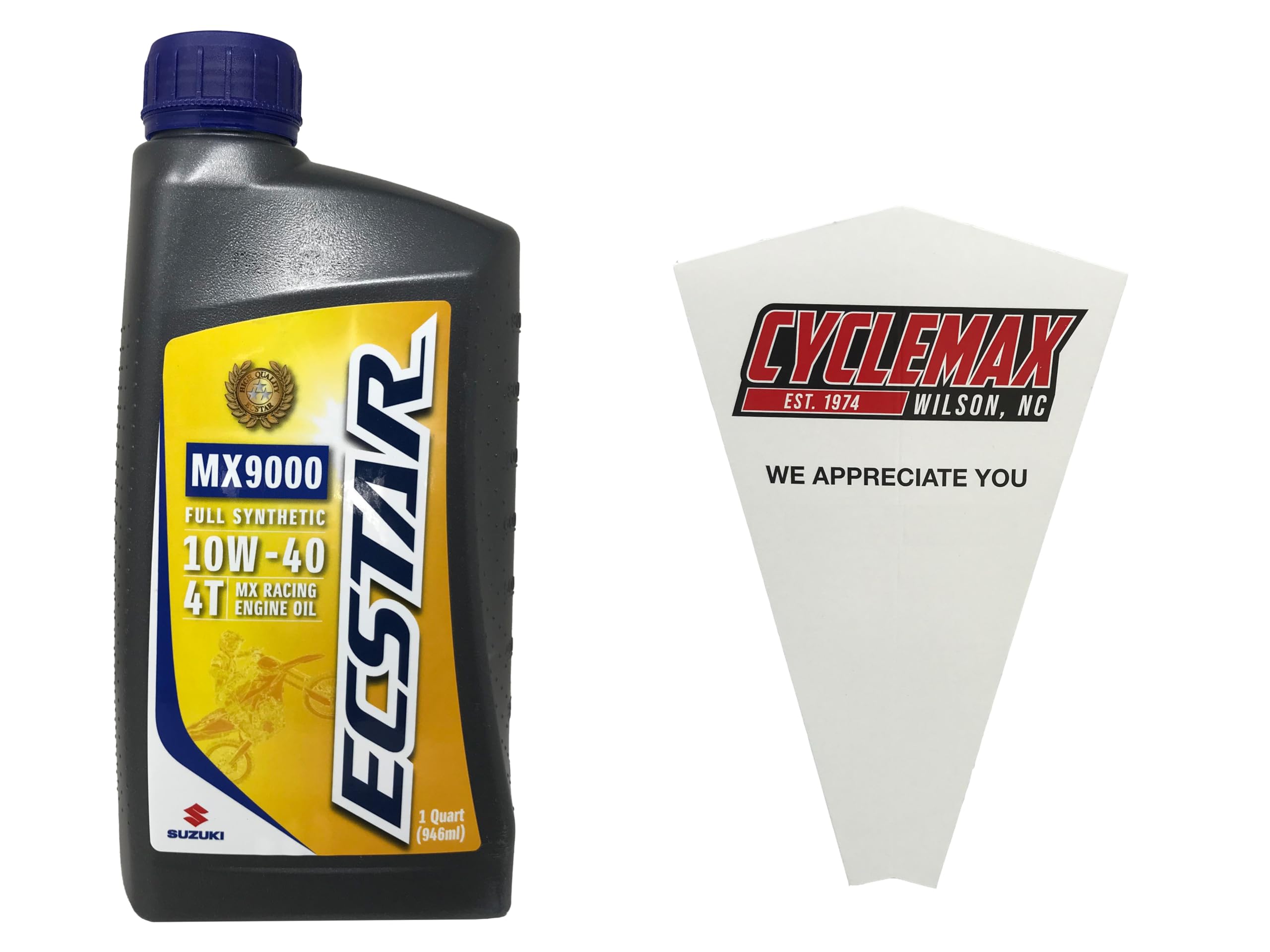 One Pack compatible with Suzuki Ecstar Full Synthetic Blend 4-Stroke 10W-40 Oil 990A0-01E50-01Q Contains One Quart and a Funnel