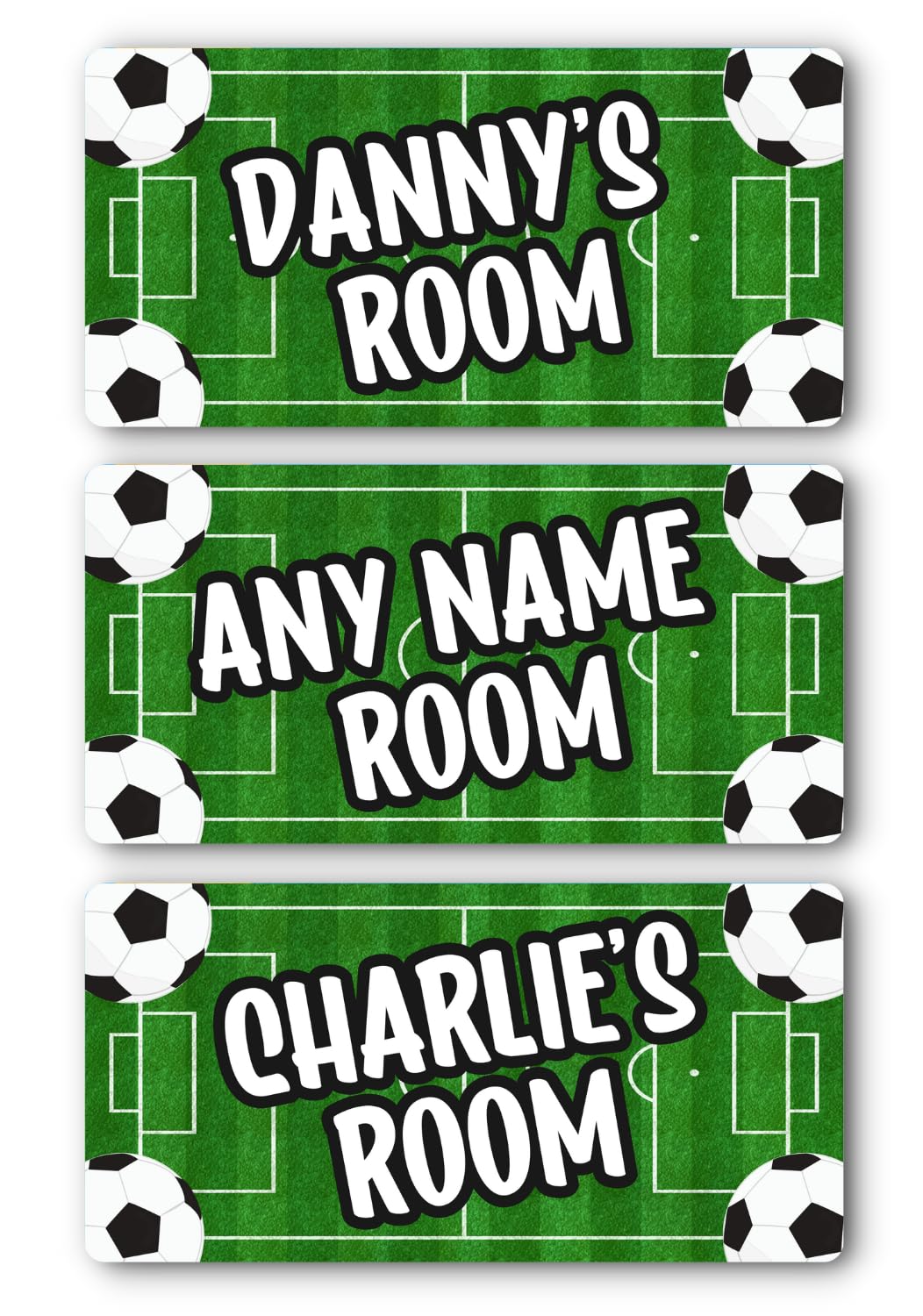 Childrens Bedroom Signs - Custom Personalised Neon Style Metal Name Plaque for Kids, Boys & Girls Home Decor, Nursery, Playroom Door - 20cm x 10cm (Football)