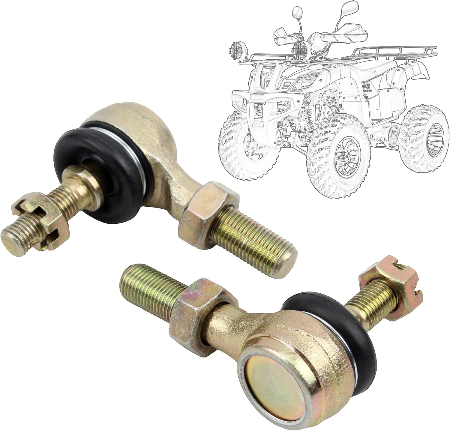 2psc M10 M12 Tie Rod End Kits, Left Right Hand Thread Tie Ball Joint For ATV Quad 4 Wheeler Go Kart Karting Quads Bike Parts