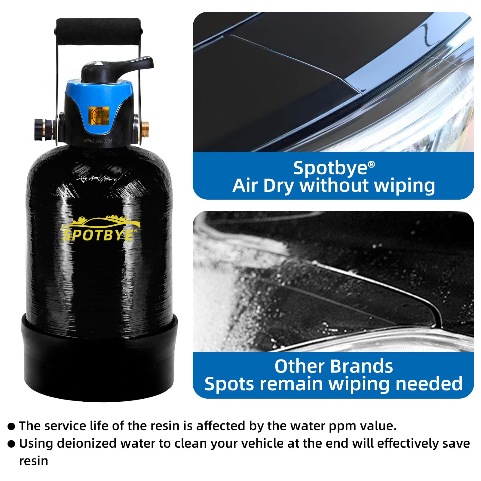 Filterelated Sistema de agua sin manchas para lavado de automóviles, sistema de agua desionizada, sistema de filtro de agua DI de resina de 10 litros con prefiltro y derivación integrados, sistema de