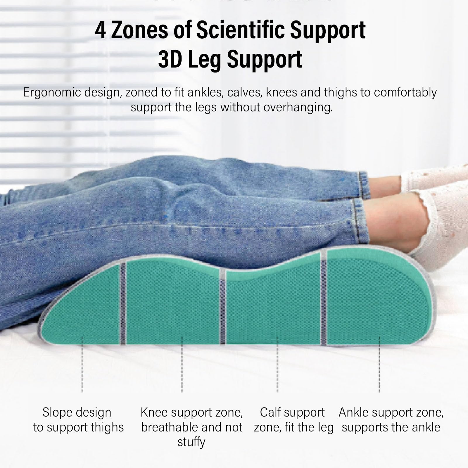 Luocute Almoha de Espuma Viscoelástica para Piernas, Diseño de Doble Curva, Cojín de Elevación de Piernas, Reposapiernas Cómodo y de Apoyo, Fun Lavable, Multifuncional para Almohada
