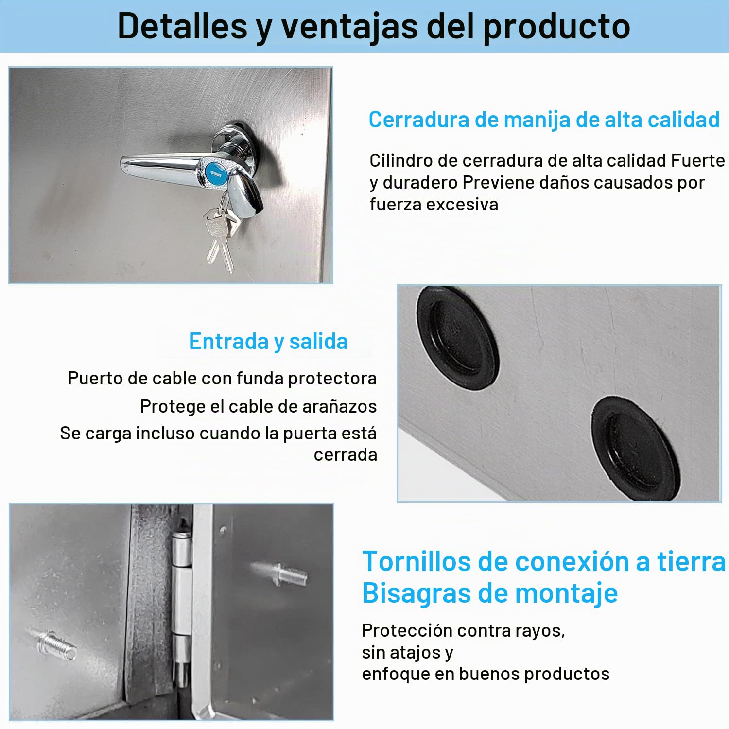 Caja Estanca Exterior Eléctrica de Acero Inoxidable, 40x30x18 cm, Caja Cuadro Eléctrico Superficie, Montaje en la Pared, Distribución Eléctrica Armario, Incluye Cerradura