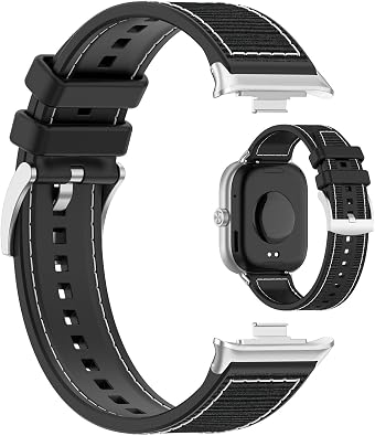 LOKEKE Compatible with Xiaomi Smart Band 9 Pro Replacement Wrist Band - Silicone + Nylon Wrist Watch Band Strap - Black, Medium, Modern, Durable, Adjustable, Tang Buckle