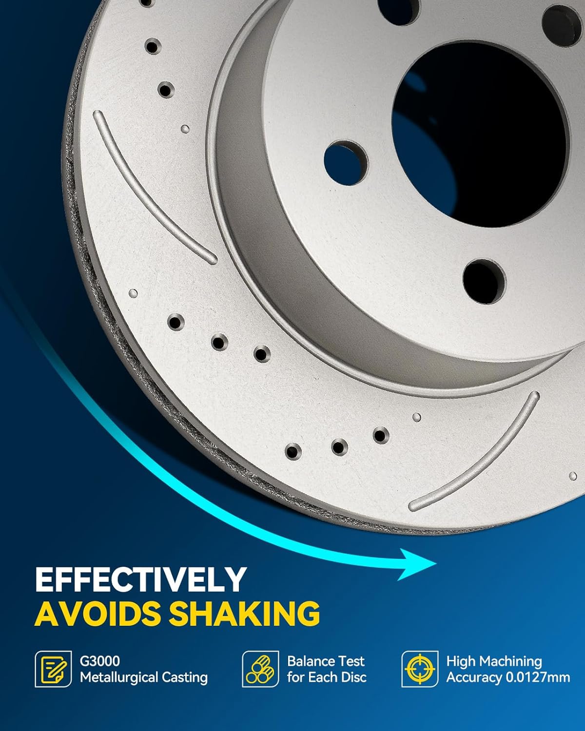 PHILTOP Front Drilled & Slotted Brake Rotors for Buick 2000-2005 LeSabre, Chevrolet 2000-2005 Impala, Cadillac 1997-2005 DeVille | Zinc Coated Anti-Rust | OE Replacement Brake Rotors Pair # 55034