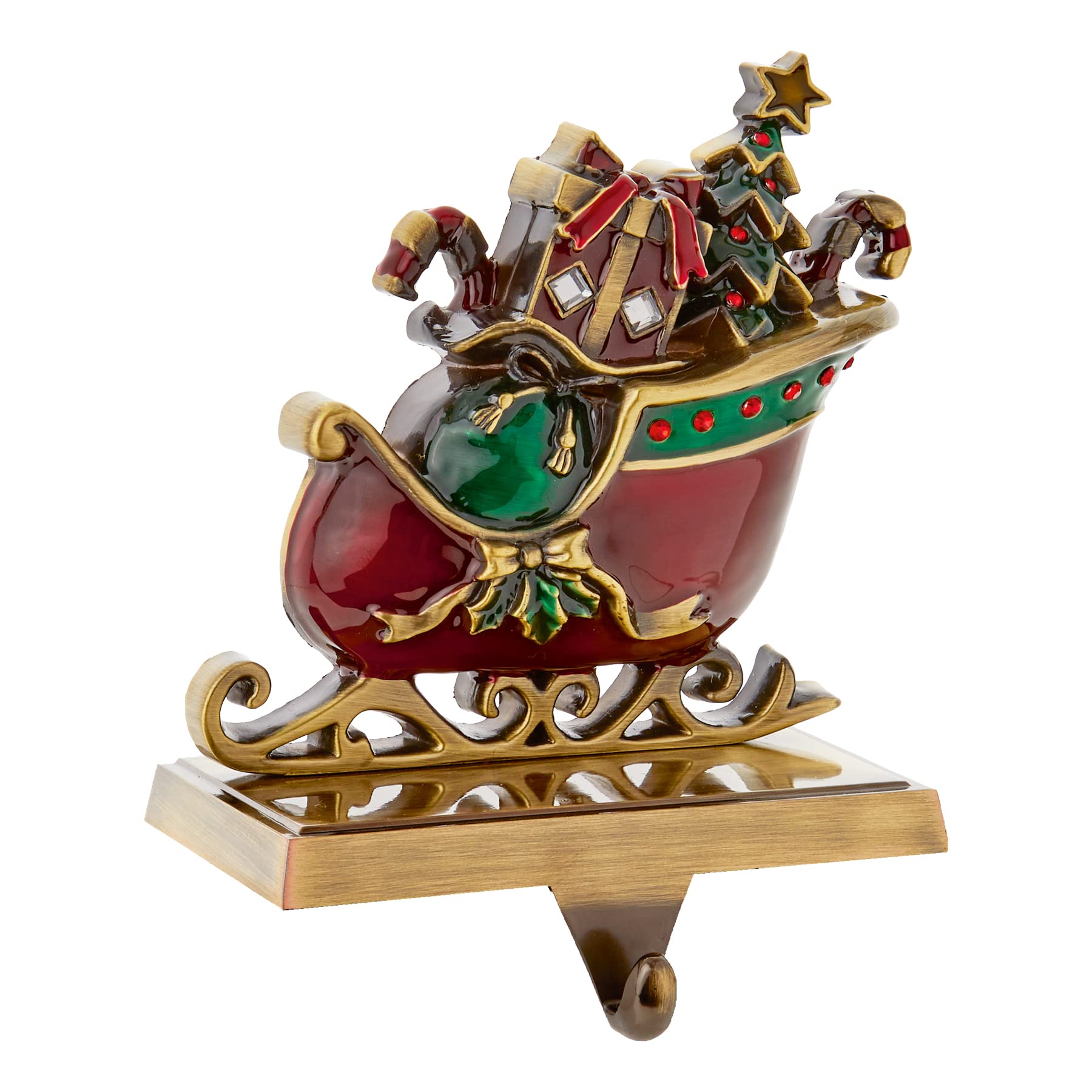 Widdle Gifts Multicolour Christmas Metal Sleigh Stocking Hanger Holder Fireplace Mantle Hooks Decorations 6636