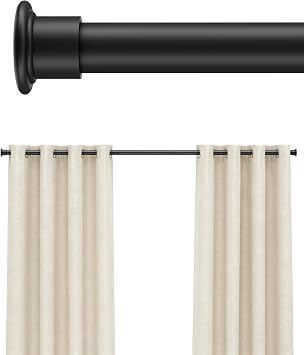 Tension Curtain Rod by EZFurni, 35 to 76 Inches, Spring Loaded Curtain Rods No Drilling, Renter Friendly Tension Rod for Closet, Window, Bathroom, Anti-slip, Screwless, Black