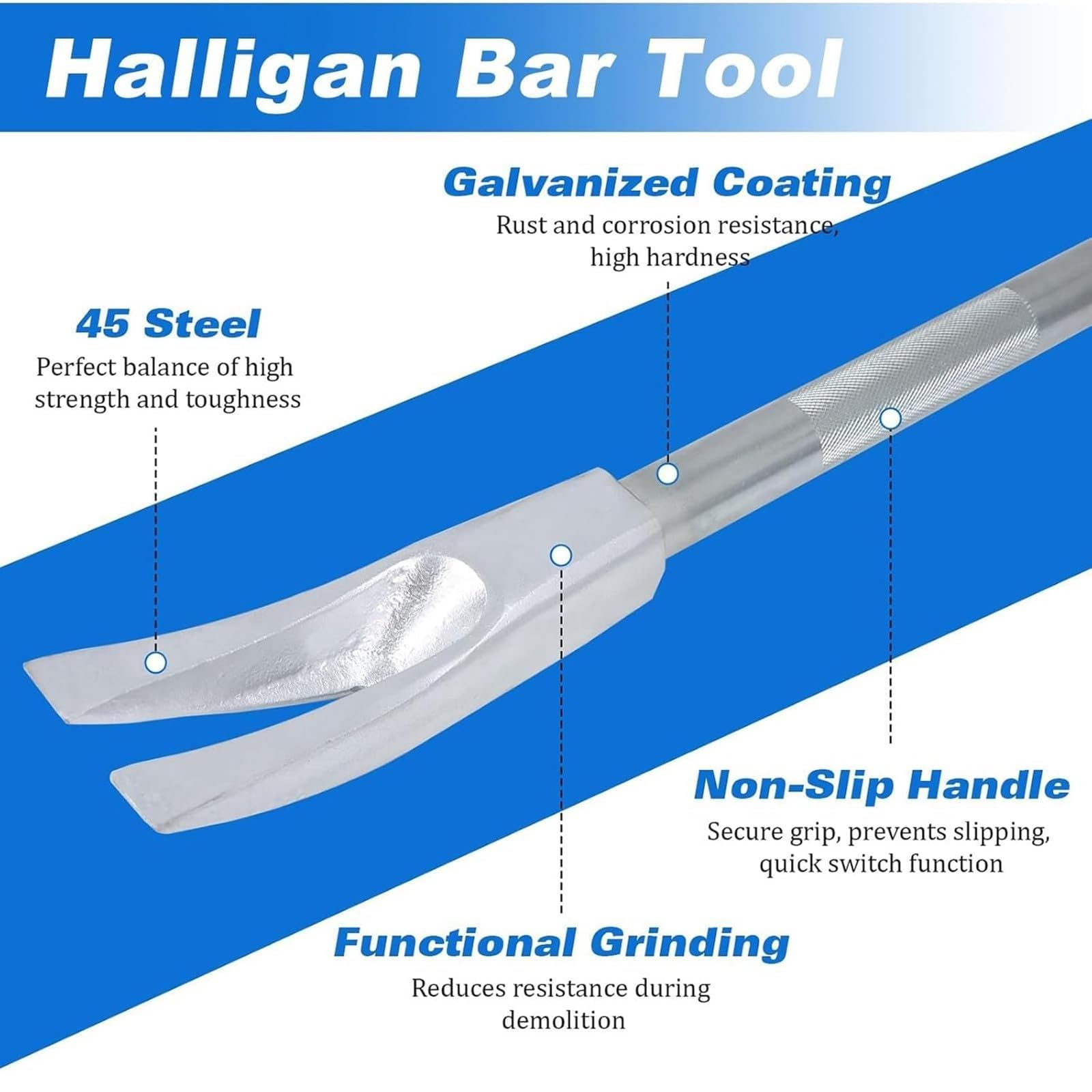 Forcible Entry Halligan Bar Tool, kuty stalowy łom do podważania strażaka, widelec z kolcami 3 w 1 do awaryjnego dostarczania i rozbiórki