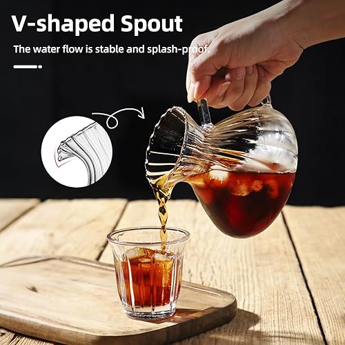 Miniatura 9 de Bincoo V60 - Juego de cafetera de vidrio con soporte de madera y papel de filtro para regalo de oficina en casa (azul)