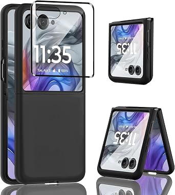 for Motorola Razr Ultra 2025 Case Moto Razr Ultra 2025 Phone Case with Front Screen Protector Thin Slim Hard PC hockproof for Razr Ultra 2025 Case,Black