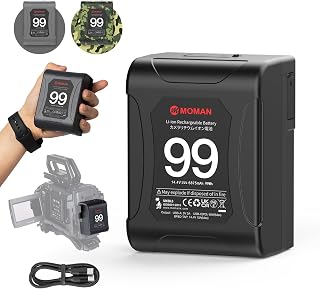 V-Mount Battery, Moman Power 99 Mini V Lock Battery 99Wh 15A Up to 200W Draw with Dual D-Tap&65W USB-C Outputs for Camcorder Blackmagic BMPCC 4k/6k Camera LED Light Monitor, V-Mount-Mini-VLock-Battery