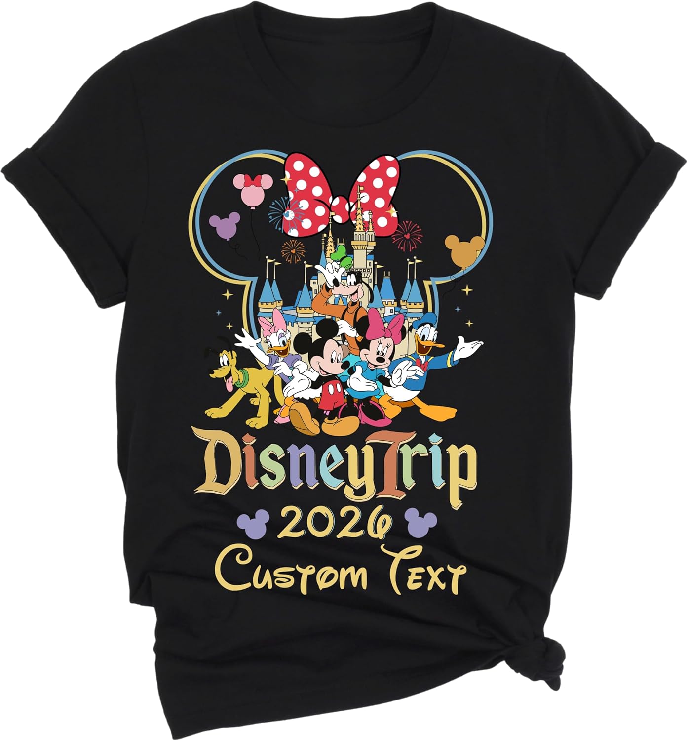 Custom Family Trip 2026 T-Shirt, Mickey Minnie Castle Characters Graphic Tee, Unisex Cotton Blend Crew Neck Short Sleeve, Personalized Family Vacation Shirt - Image 4