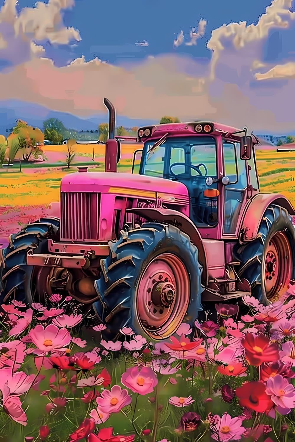GUAIEUW Diamond Painting Kits for Adults Dilapidated Tractor Granary Diamond Art Kits for 5D Tractor Gem Art Kits for Adult DIY Crafts Kits for Home Wall Decor Gifts 16x20 inch