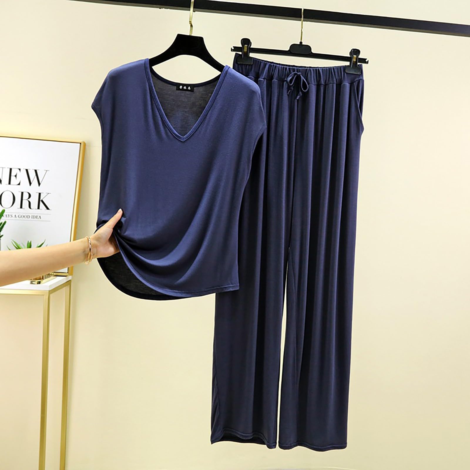 Pijama Mujer Verano Algodón Largo,Conjunto Lencería Satén Mujer Caraco Short