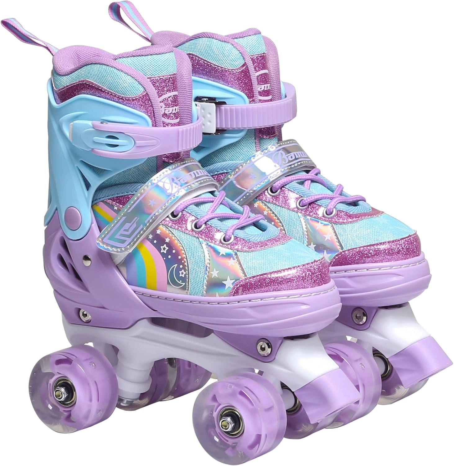 Roller Skates for Girls Kids 4 Size Adjustable Roller Skates with 8 Light Up Wheels,Breathable Illuminating Shining Kids Roller Skates Toddlers Boys Beginner Birthday Gift for Outdoor