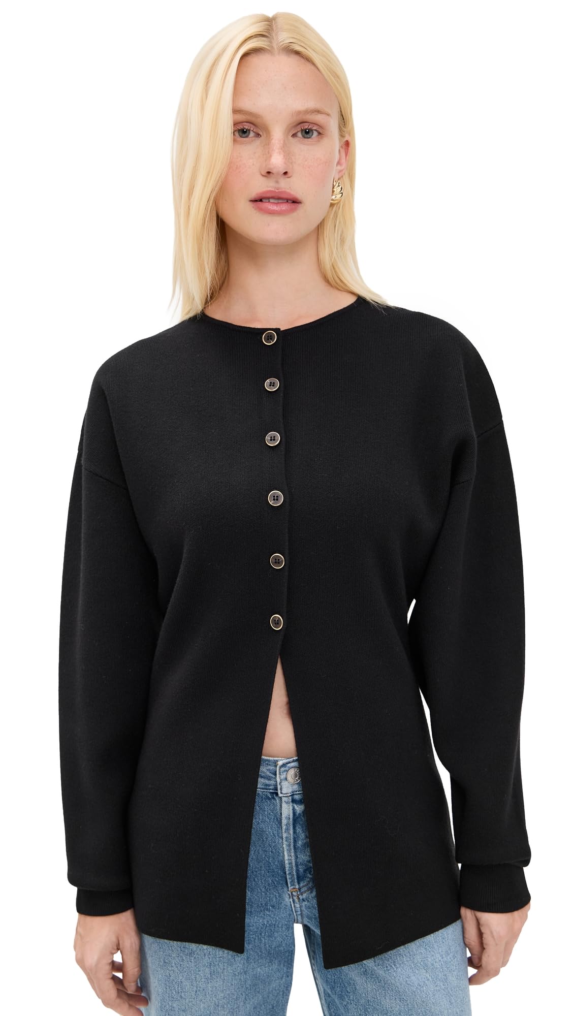 Good American Womens Exaggerated Sleeve Cardigan Sweater