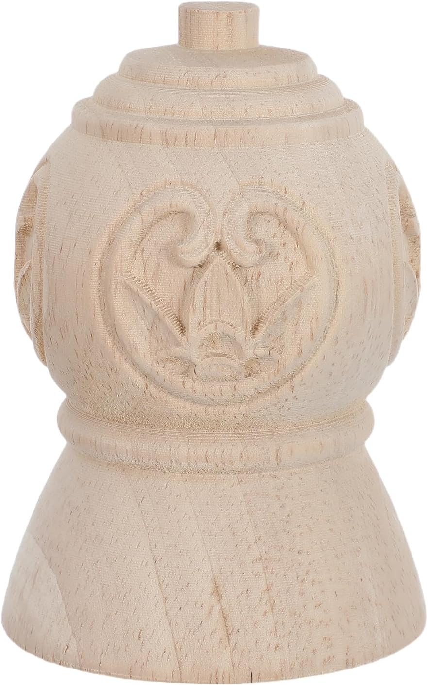 Solid Wood Baluster Post Cap, Decorative Wooden Finial, Versatile Unfinished Bedpost Headboard End Cap for Fence, Birdhouse, Curtain Rods