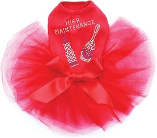 High Maintenance with Swarovski Nail Polish & Lipstick - Dog Tutu Dress, M Red