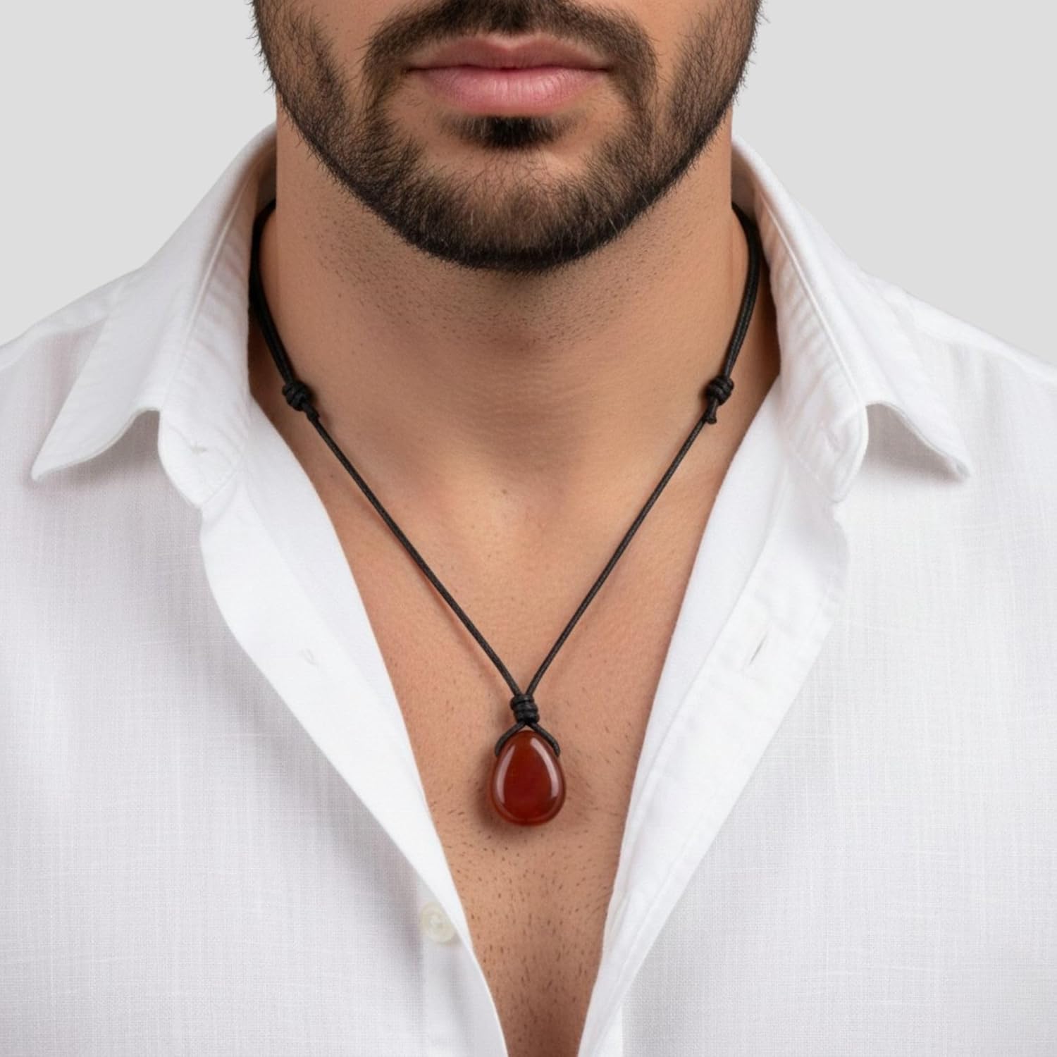 Luck Strings Carnelian Pendant Necklace for Men & Women, Adjustable Wax Cord Choker, Natural Crystal Pendant, Minimalist Boho Jewelry, Creativity-Inspired Gift - Image 3