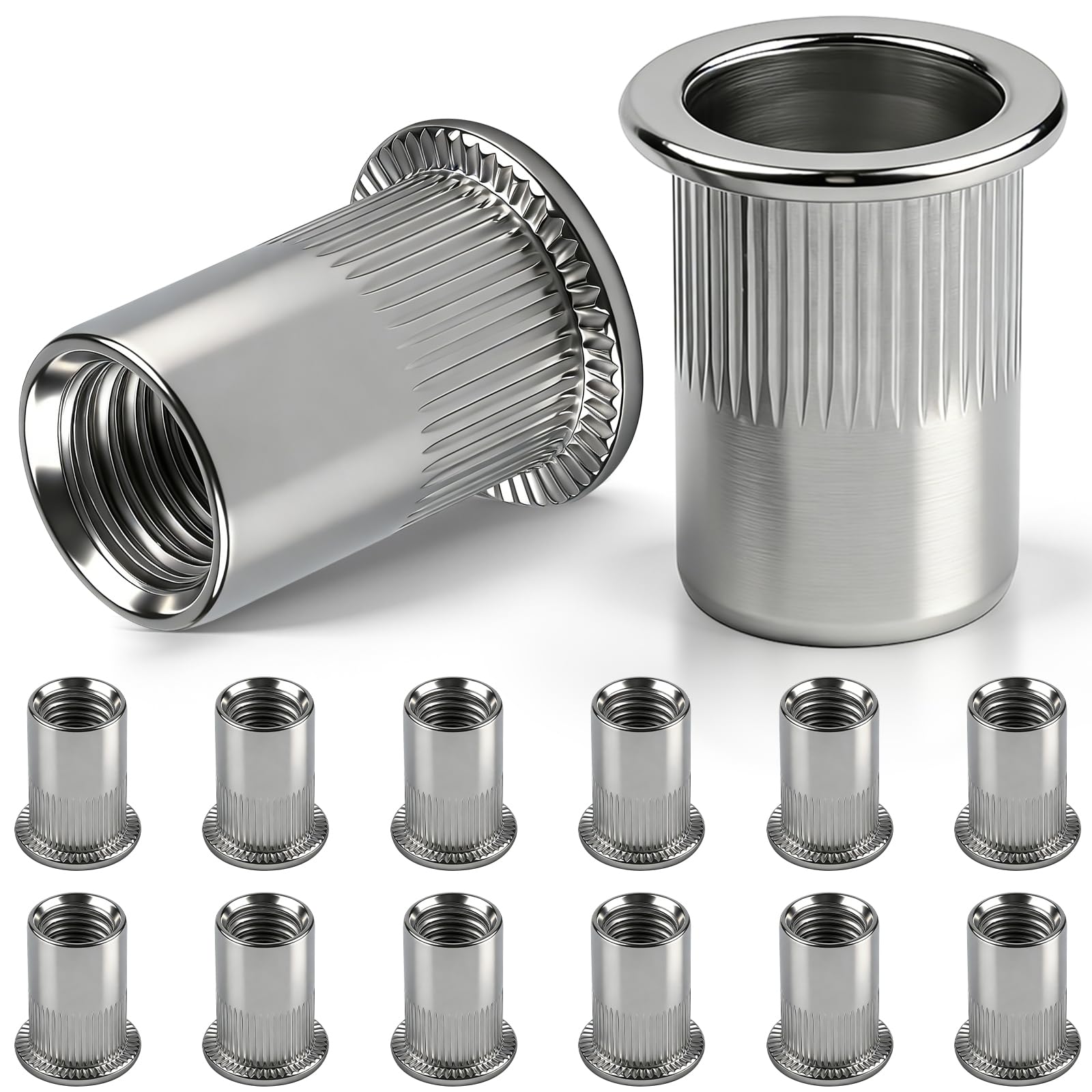 Moosswee M10 Flat Head Rivet Nuts, 30Pcs 304 Stainless Steel