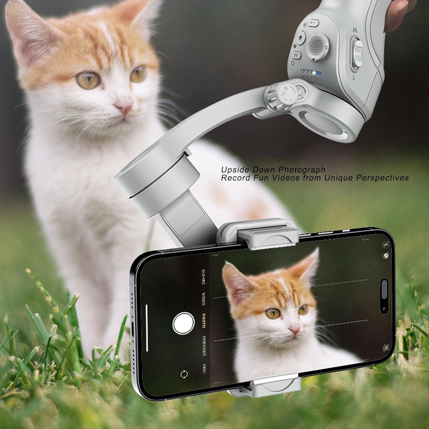 ASHATA Phone Gimbal Stabilizer, 3-Axis Smartphone Foldable Handheld Stabilizer Built in Tripod Fill Light Bluetooth Selfie Stick Face Object Tracking Anti Shake for Travel Vlogging