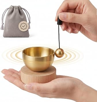 MIni Singing Bowl Set Meditation Sound Bowl for Yoga, Meditation & Relaxation, Mindfulness,Chakra Healing, Stress Relief, Self-Regulation, Unique Spiritual Gifts for Women and Men SMALL SIZE