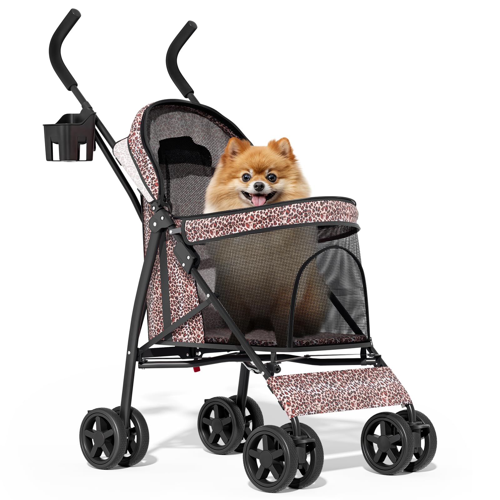 Photo 1 of MoNiBloom Pet Stroller for Small/Medium Dogs and Cats, Leopard Print