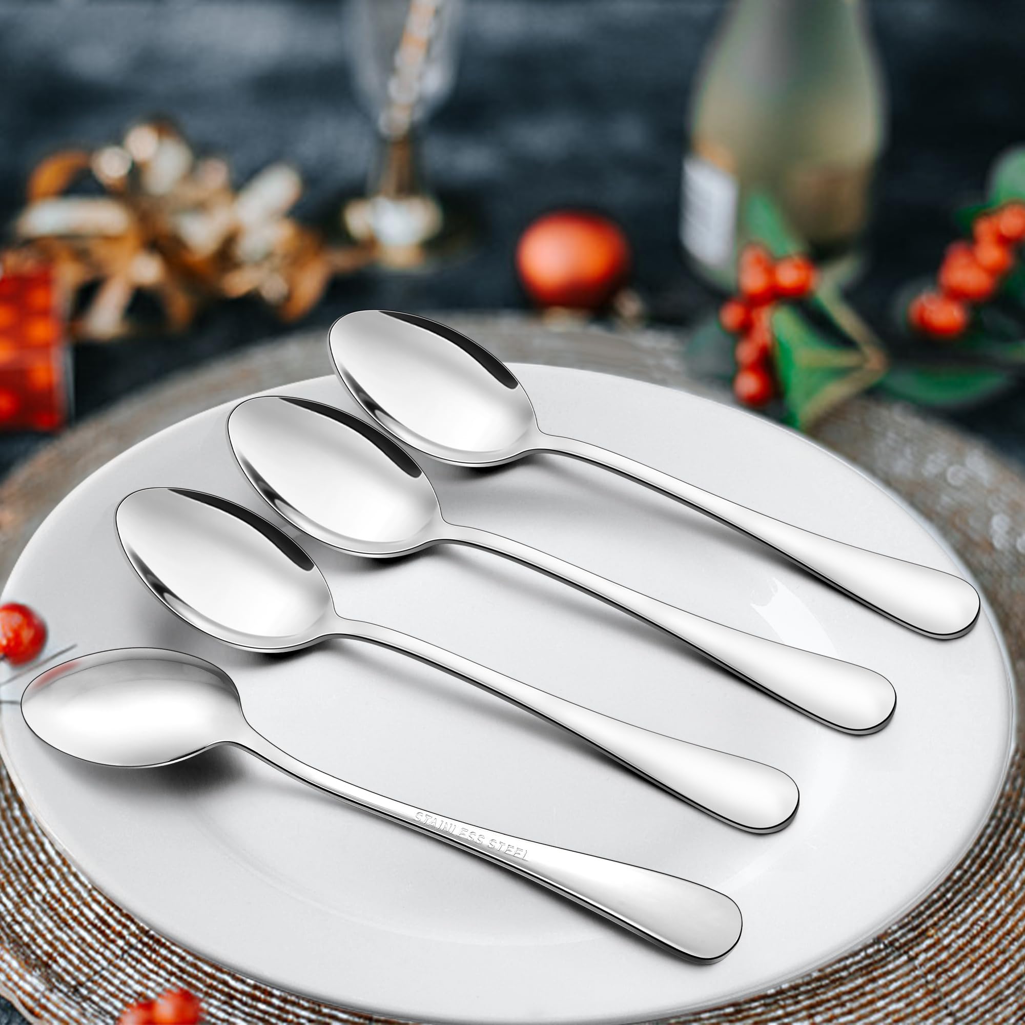 HaWare - Cucchiaini da caffè, 12 pezzi, in acciaio inox con manico a martello, piccolo cucchiaio per casa, ristorante, cucina, bordo rotondo e lucidato, lavabili in lavastoviglie (15 cm, argento